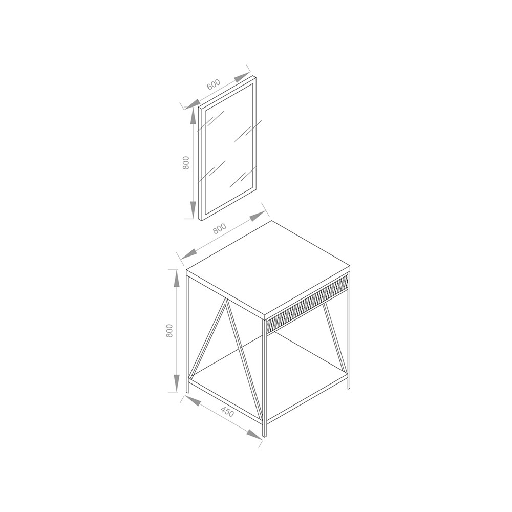 Pure Concept 80 cm Kafesli Masif Ahşap Banyo Ünitesi
