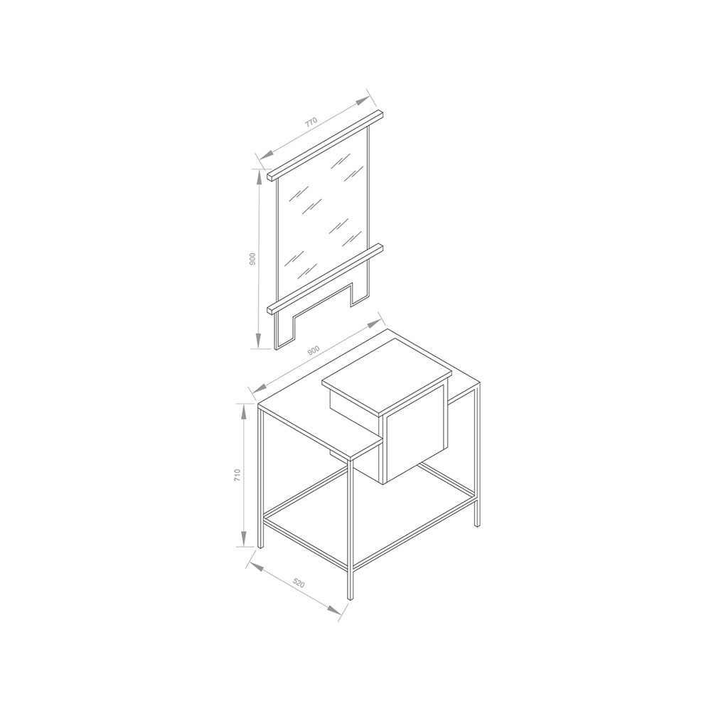 Pure Concept 90 cm Altın Metal Alt Ve Üst Banyo Ünitesi