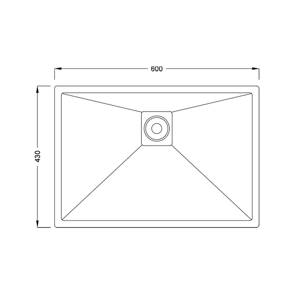 Pure Concept Altın 60x43 Tek Göz Paslanmaz Çelik Eviye