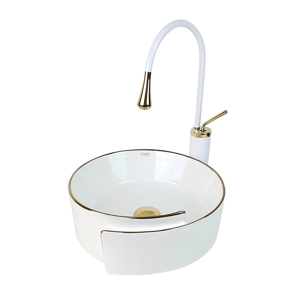 Pure ConceptBeyaz Gold Tezgah Üstü Çanak Lavabo