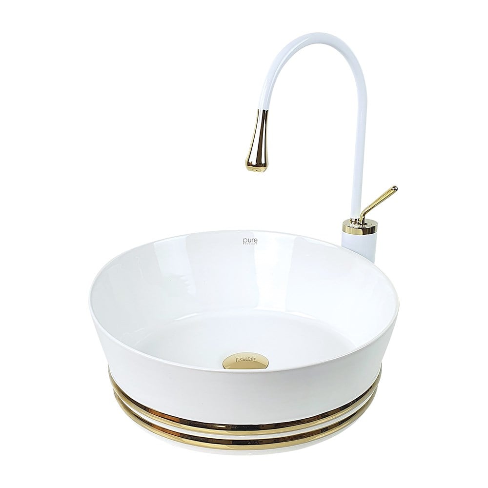 Pure ConceptBeyaz Gold Tezgah Üstü Çanak Lavabo