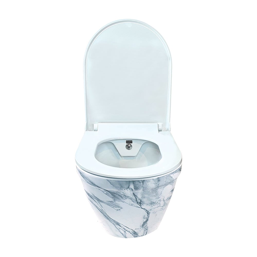 Pure Concept Calacatta Kanalsız Asma Klozet + Beyaz Kapak