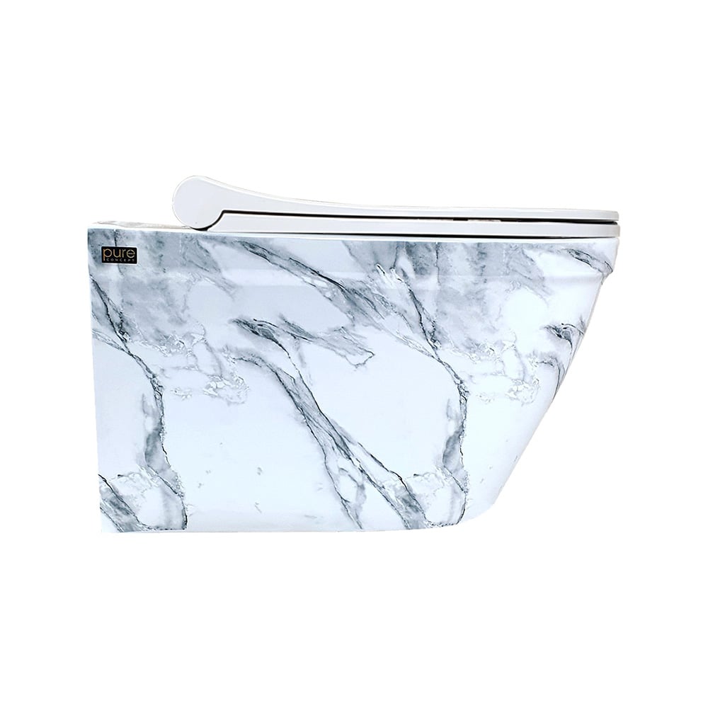 Pure ConceptCalacatta 52 cm Kanalsız Asma Klozet + Beyaz Kapak