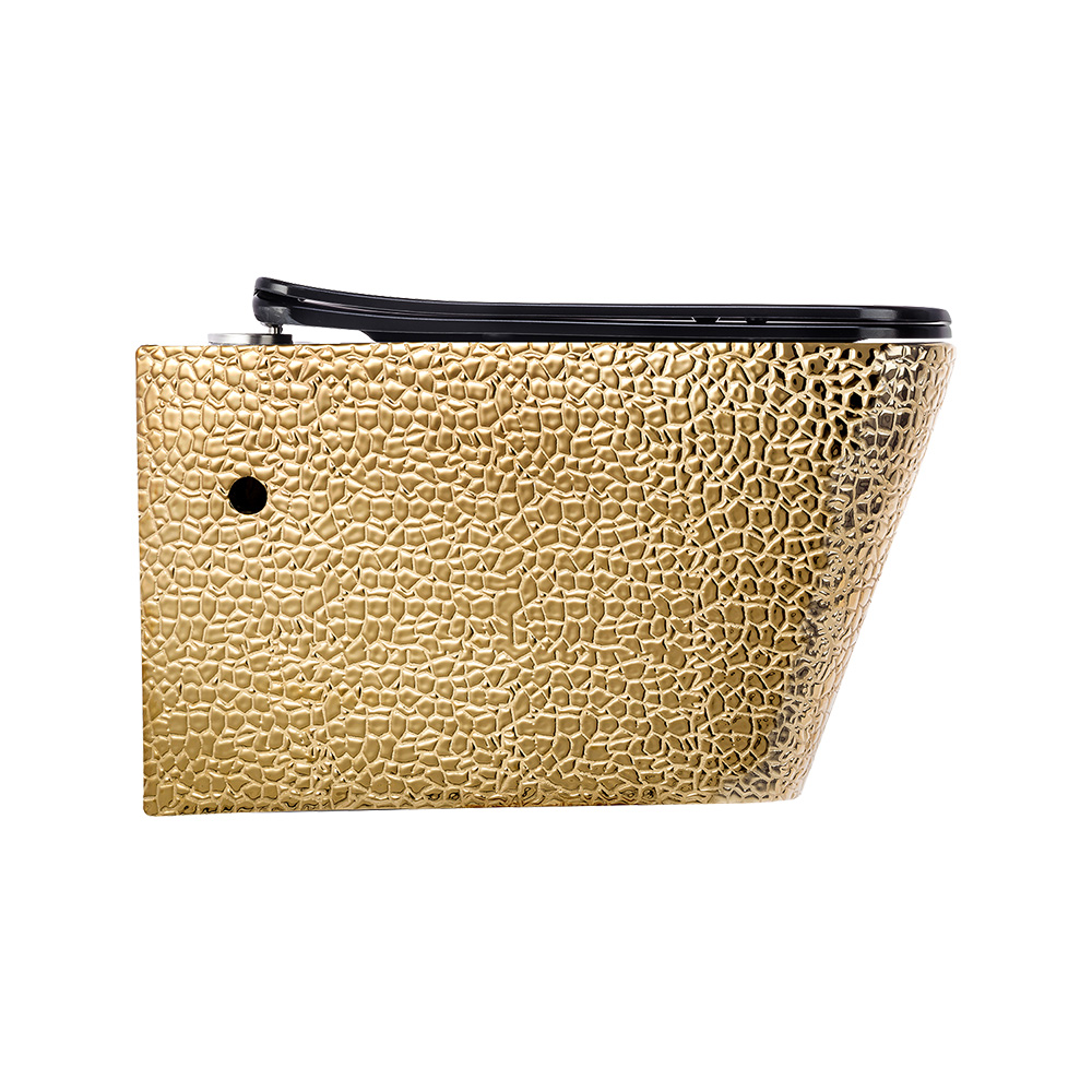 Crocodile Altın Siyah 52 Cm Kanalsız Asma Klozet