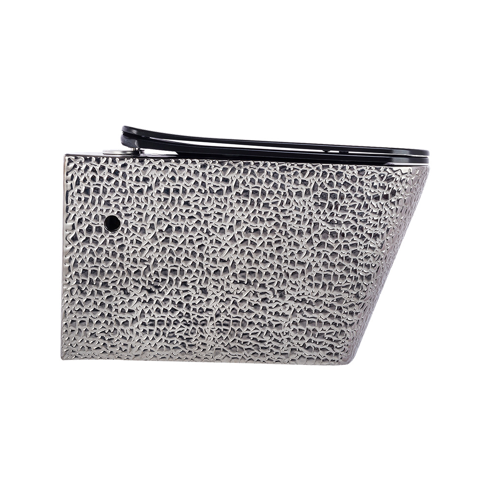 Crocodile Gümüş Siyah 52 Cm Kanalsız Asma Klozet