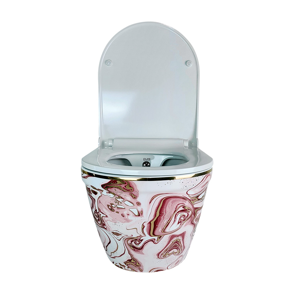 Pure Concept Ebru Pembe Altın Kanalsız Asma Klozet