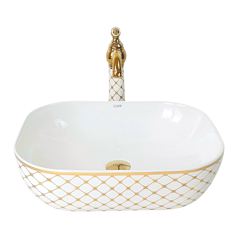 Pure ConceptGeometrik Beyaz Altın Çanak Lavabo