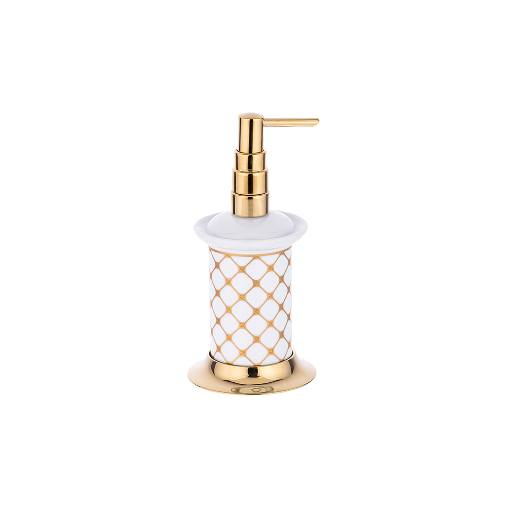 Pure ConceptGeometrik Beyaz Altın / Pvd Gold Set Üstü Sıvı Sabunluk