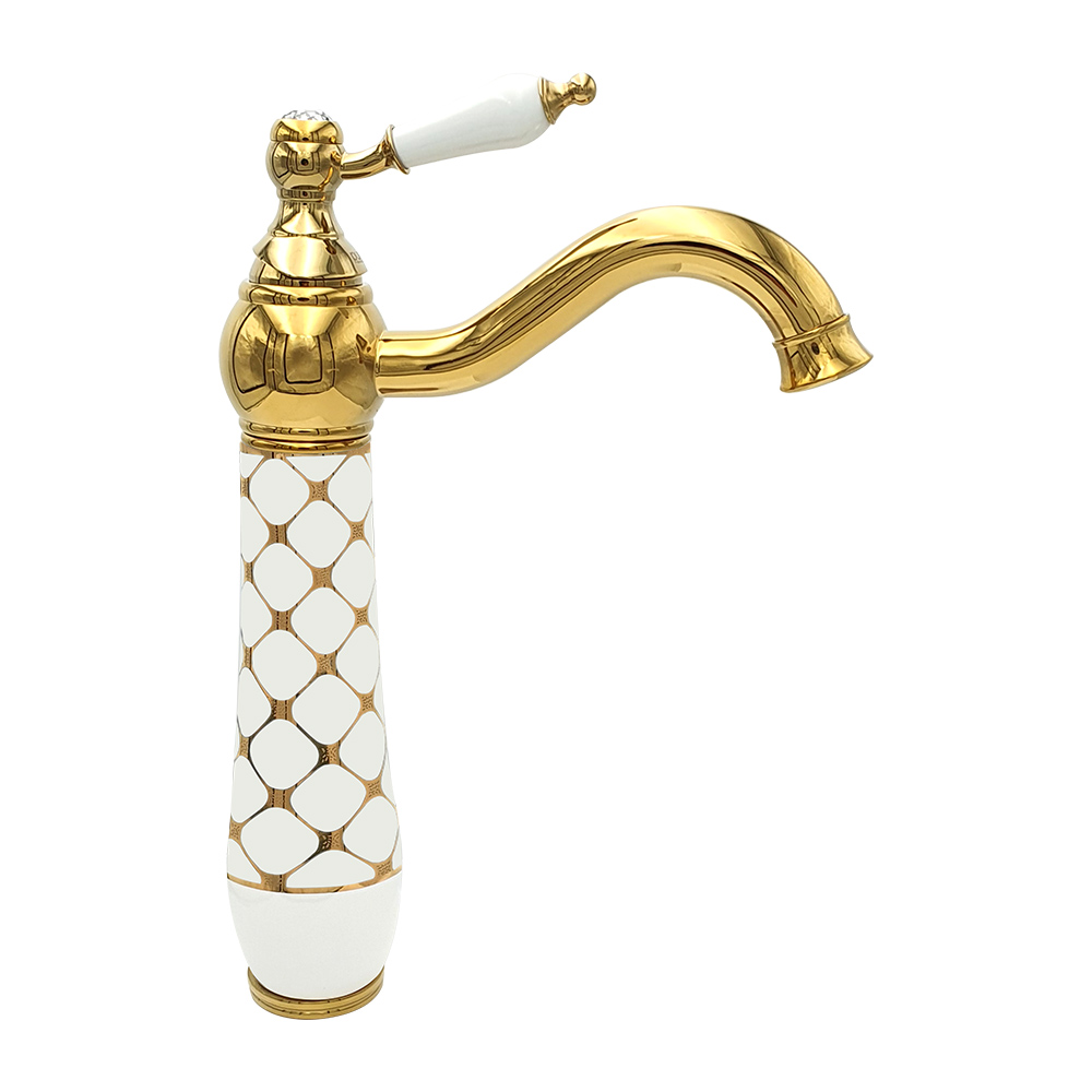 Pure ConceptGeometrik Beyaz Gold Çanak Lavabo Bataryası
