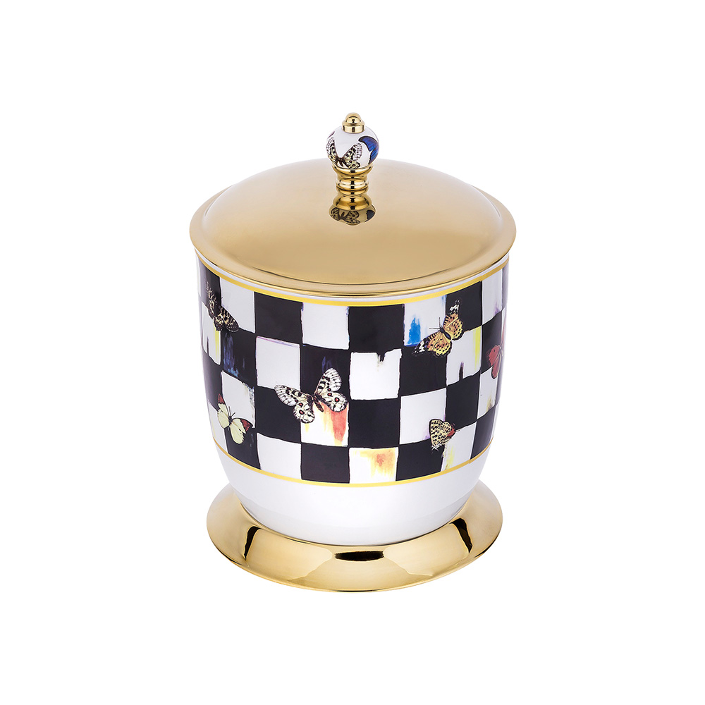 Pure ConceptGeometrik Checkers / Pvd Gold Çöp Kovası