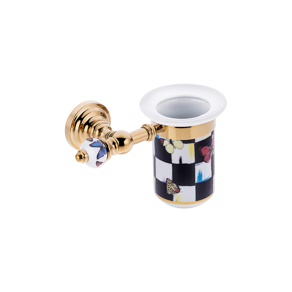 Pure ConceptGeometrik Checkers / Pvd Gold Montajlı Diş Fırçalık