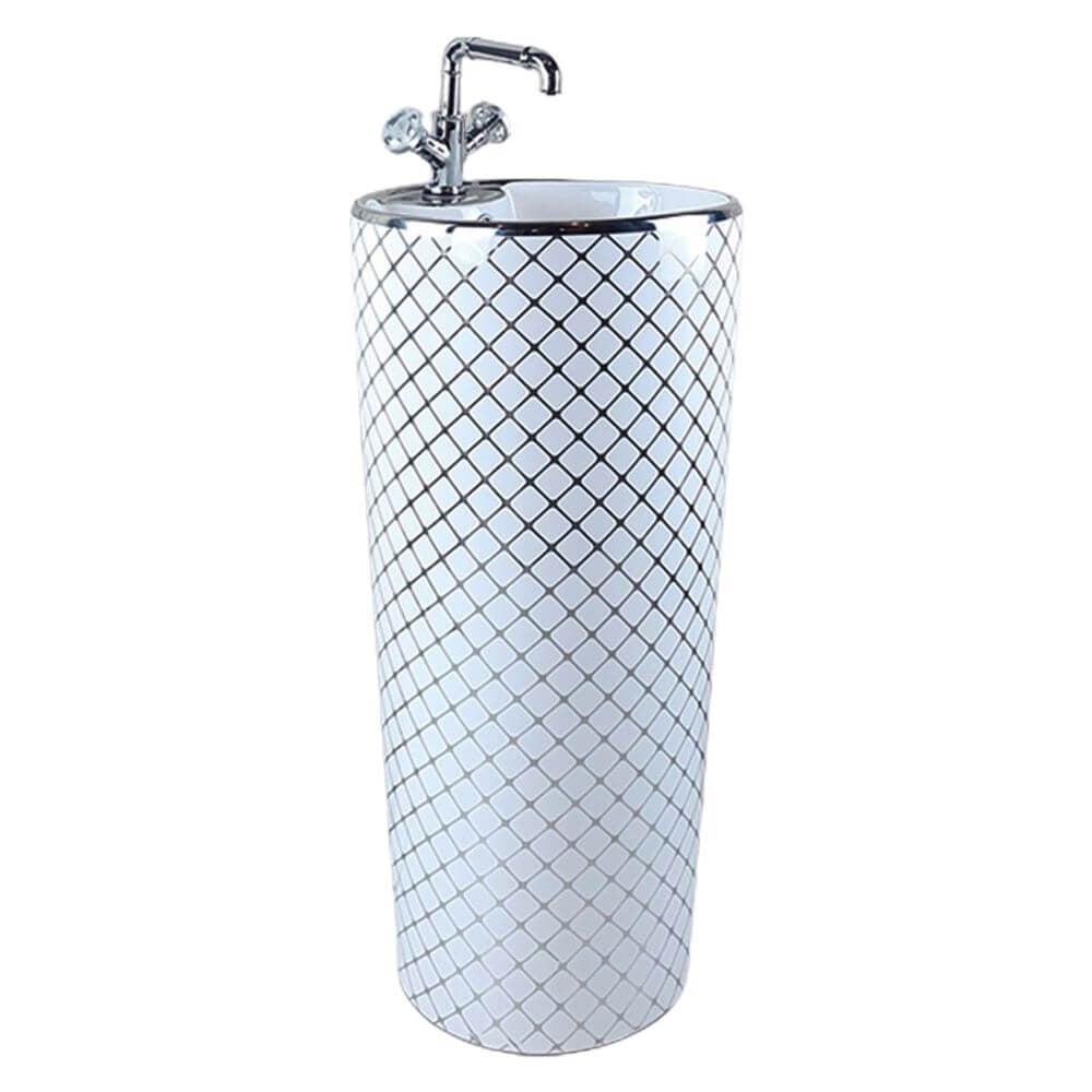 Pure ConceptGeometrik Desen Chrome White Monoblok Lavabo