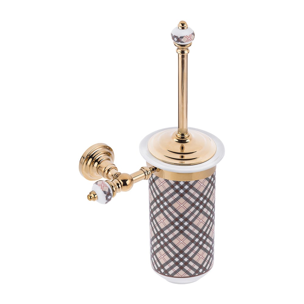 Pure ConceptGeometrik Ekose / Pvd Gold Montajlı Klozet Fırçası