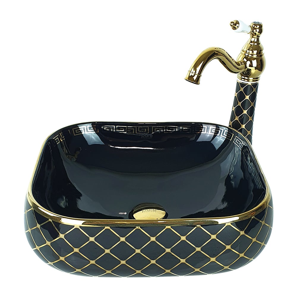 Pure ConceptGeometrik Gold & Black Çanak Lavabo