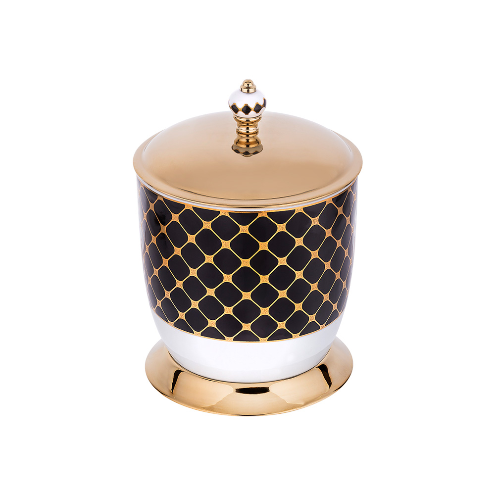 Pure ConceptGeometrik Siyah Altın / Pvd Gold Çöp Kovası