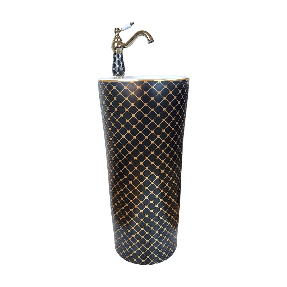 Pure ConceptGeometrik Siyah Gold Monoblok Lavabo