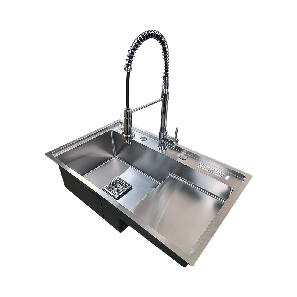 Pure Concept Inox 80x48,5 Çift Göz Bardak Yıkamalı Paslanmaz Çelik Eviye
