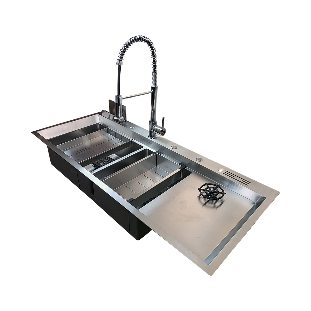 Pure Concept Inox 120x50 Çift Göz Bardak Yıkamalı Paslanmaz Çelik Eviye