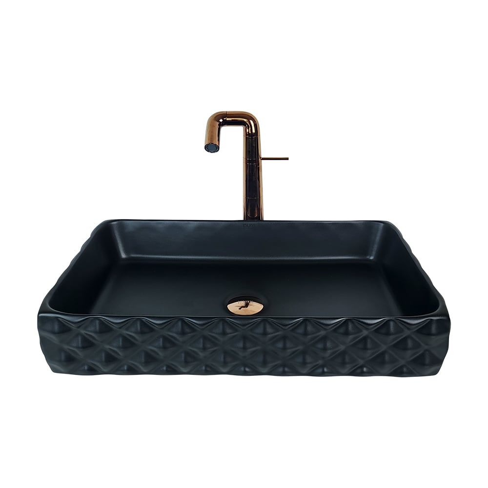 Pure ConceptKapitone 60 cm Siyah Tezgah Üstü Çanak Lavabo