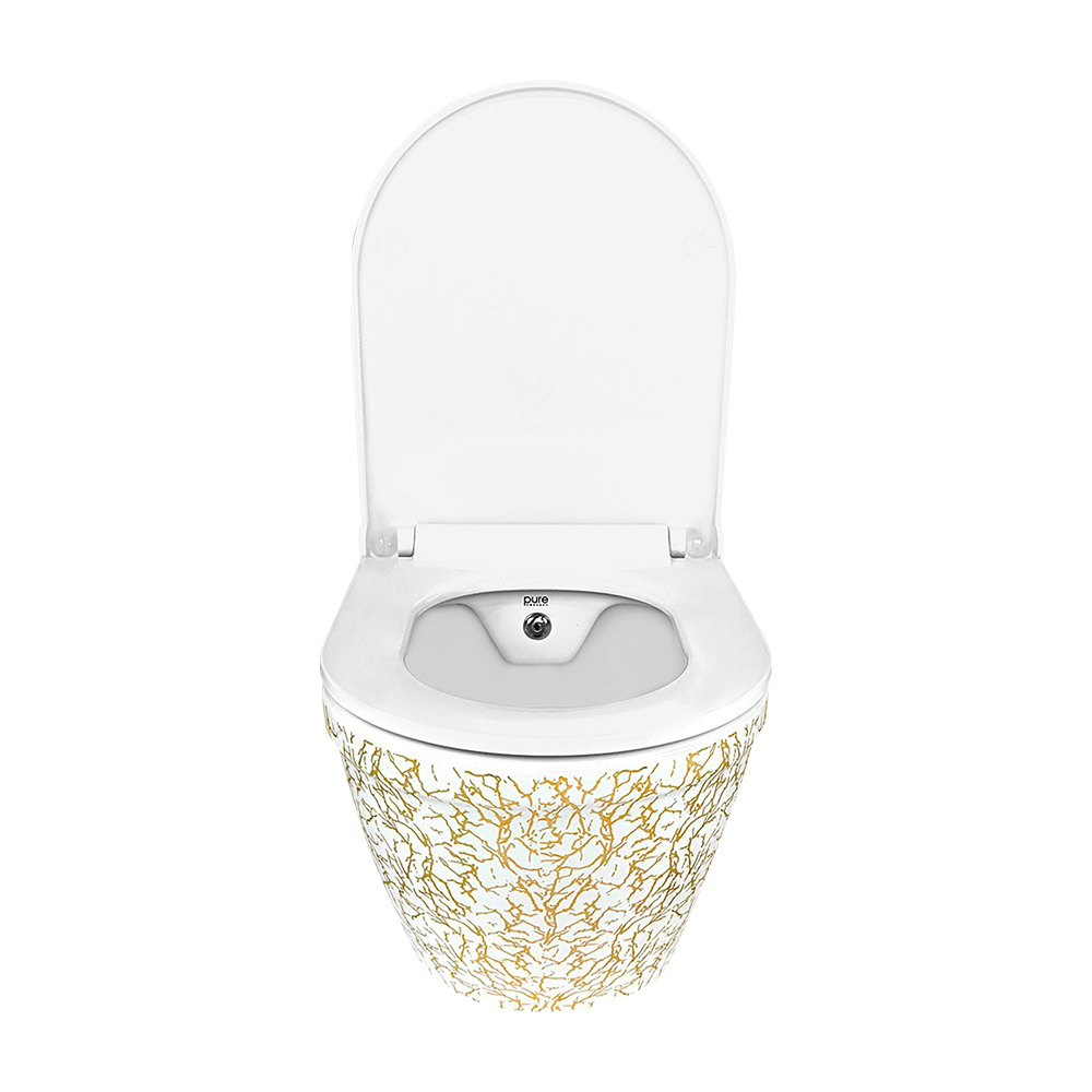 Pure Concept Marble Beyaz Gold Kanalsız Asma Klozet