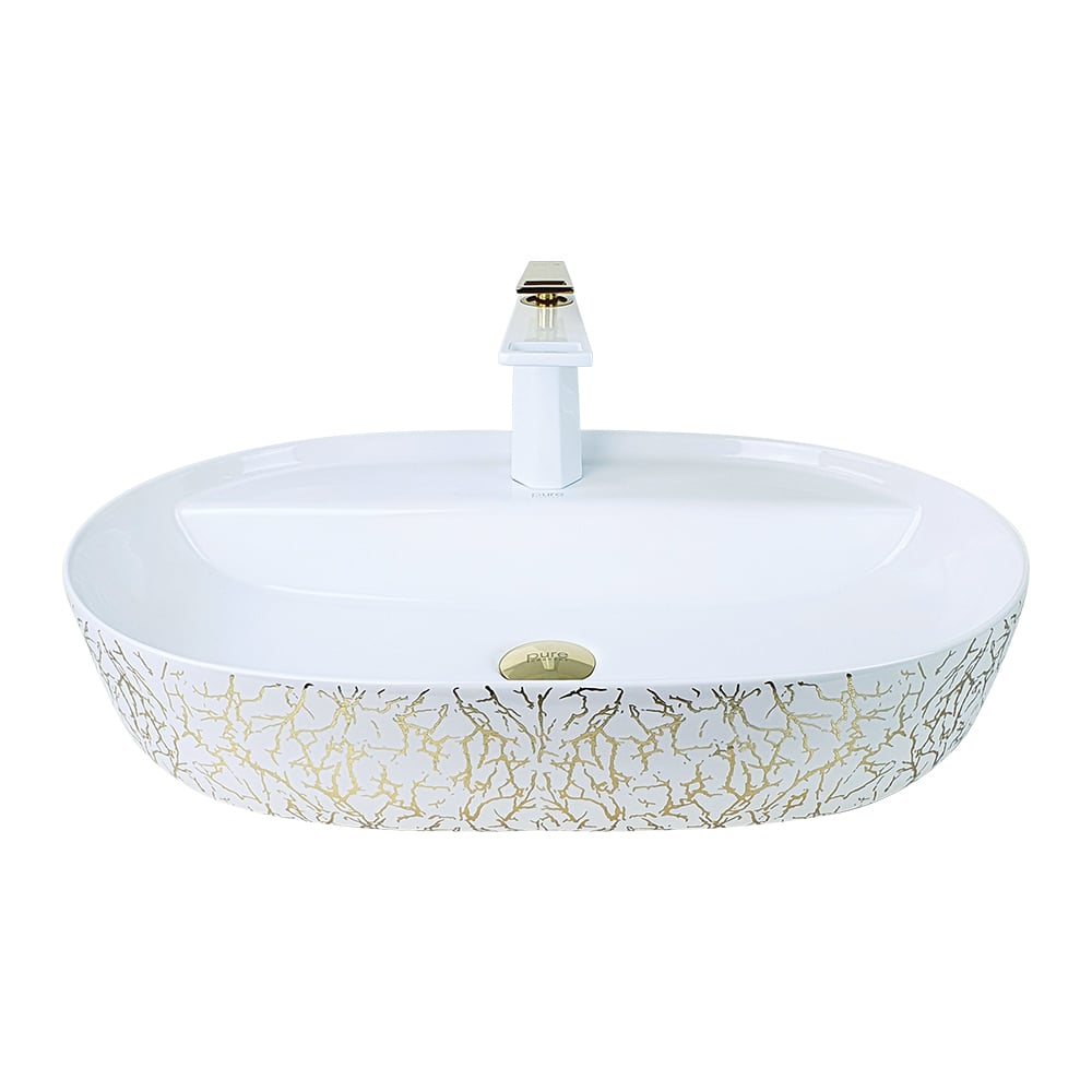 Pure ConceptMarble Beyaz Altın Tezgah Üstü Çanak Lavabo