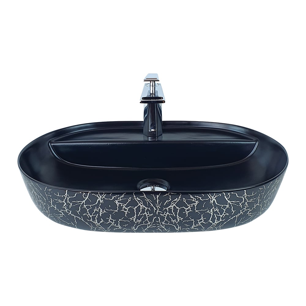 Pure ConceptMarble Siyah Gümüş Tezgah Üstü Çanak Lavabo