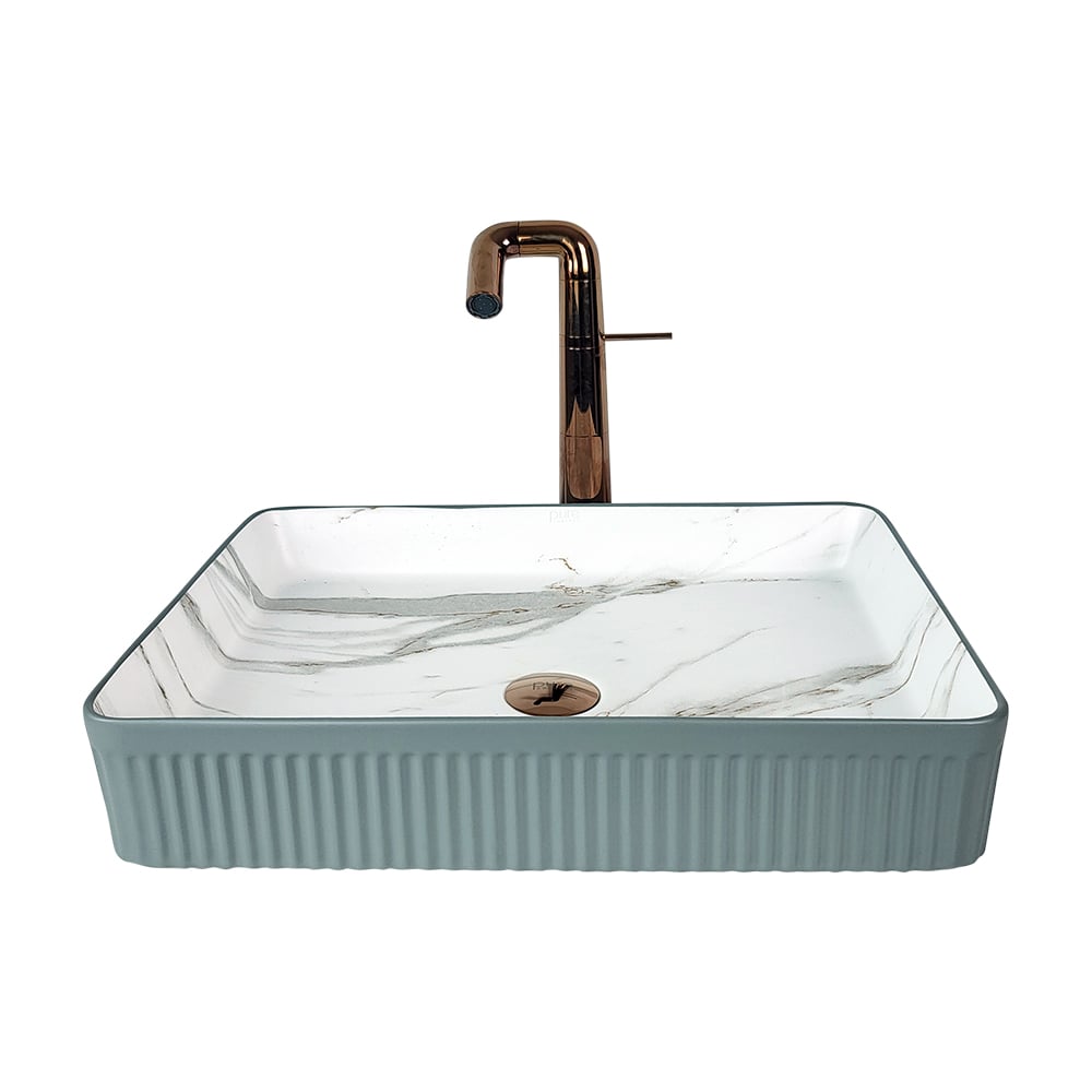 Pure ConceptMarmo 50 cm Mat Gri Calacatta Tezgah Üstü Çanak Lavabo
