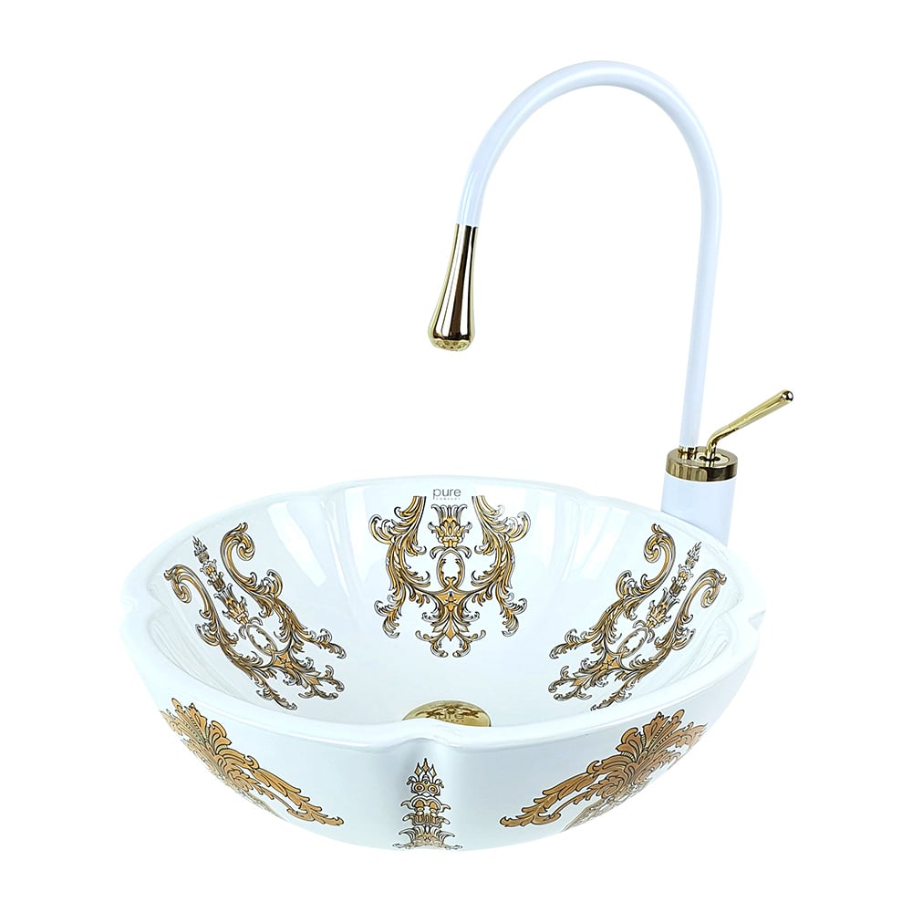 Pure ConceptOttoman Beyaz Altın Çanak Lavabo
