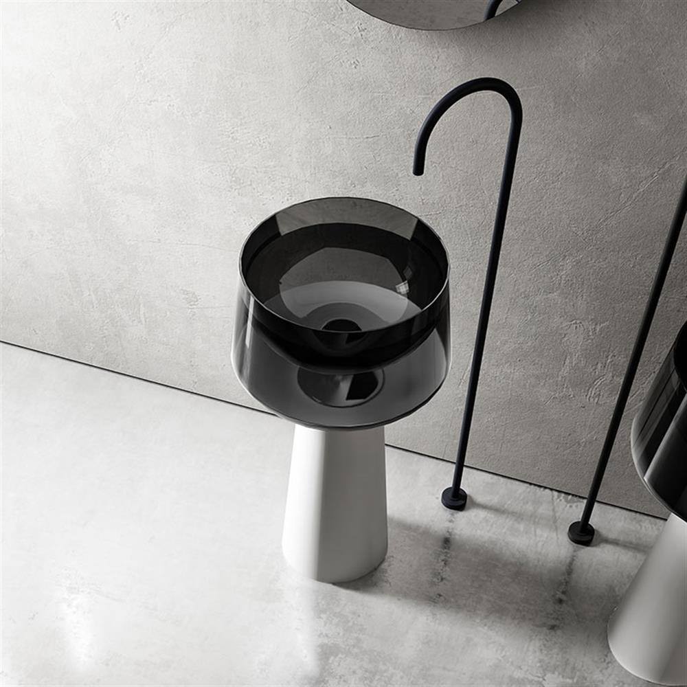 Pure Concept Crystal Şeffaf Siyah Cam Monoblok Lavabo (Outlet)