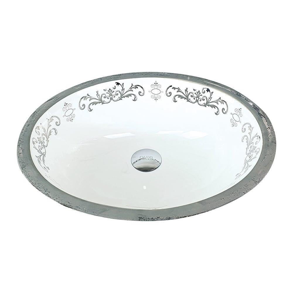 Pure Concept Dekoratif Gümüş Desenli Hilton Lavabo ( Outlet )