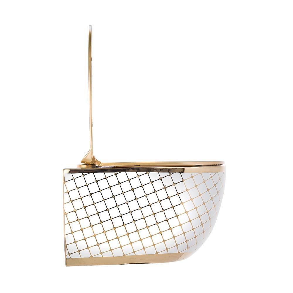 Pure Concept Geometrik Beyaz Altın Kanalsız Asma Klozet ( Outlet )