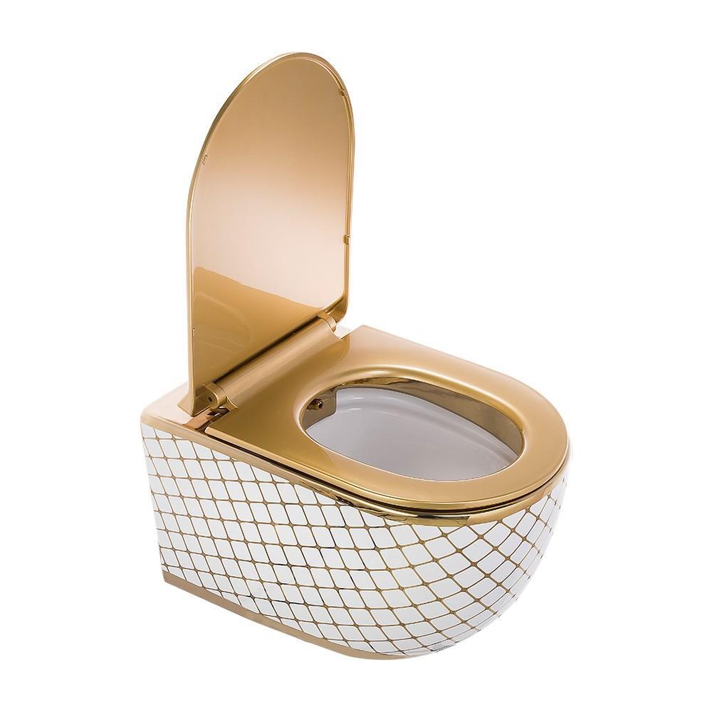 Pure Concept Geometrik Beyaz Altın Kanalsız Asma Klozet ( Outlet )
