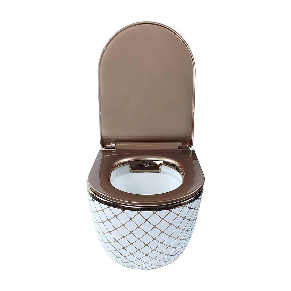 Pure Concept Geometrik Bronz Beyaz Kanalsız Asma Klozet ( Outlet )