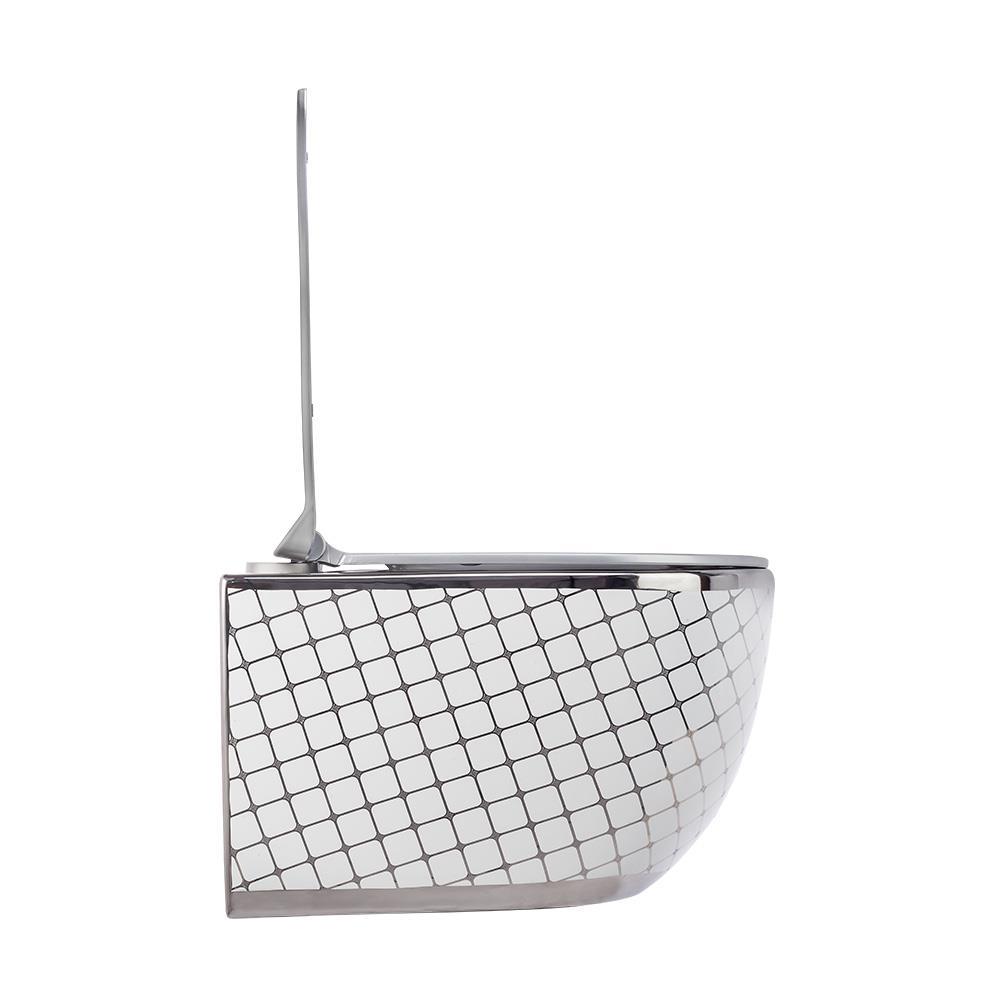 Pure Concept Geometrik Platin Beyaz Kanalsız Asma Klozet ( Outlet )