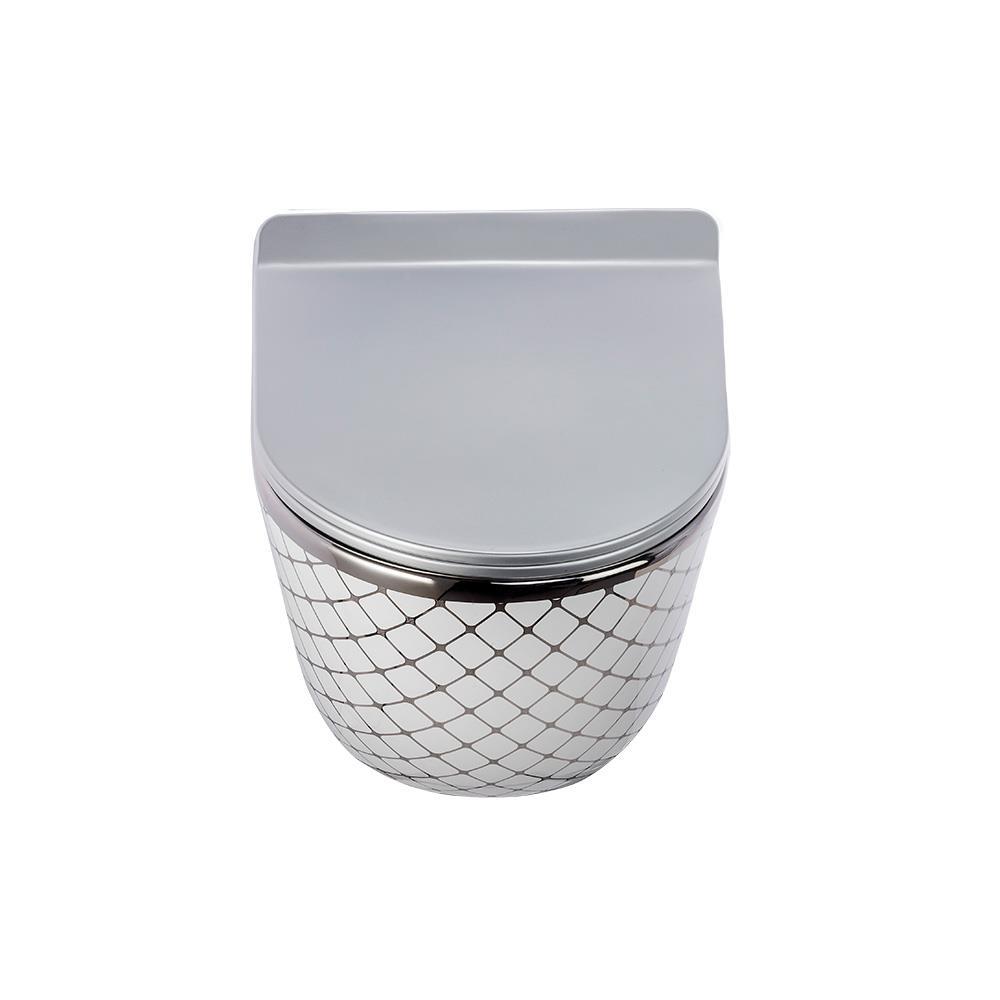 Pure Concept Geometrik Platin Beyaz Kanalsız Asma Klozet ( Outlet )
