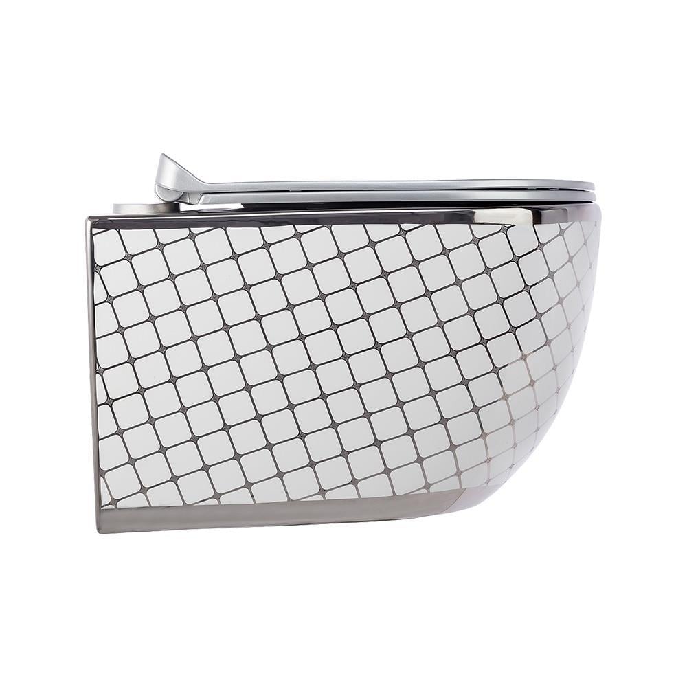Pure Concept Geometrik Platin Beyaz Kanalsız Asma Klozet ( Outlet )