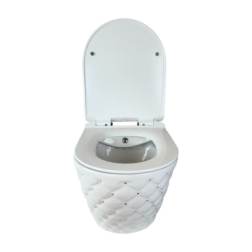 Pure Concept Kapitone Dot Beyaz Altın Kanalsız Asma Klozet OUTLET