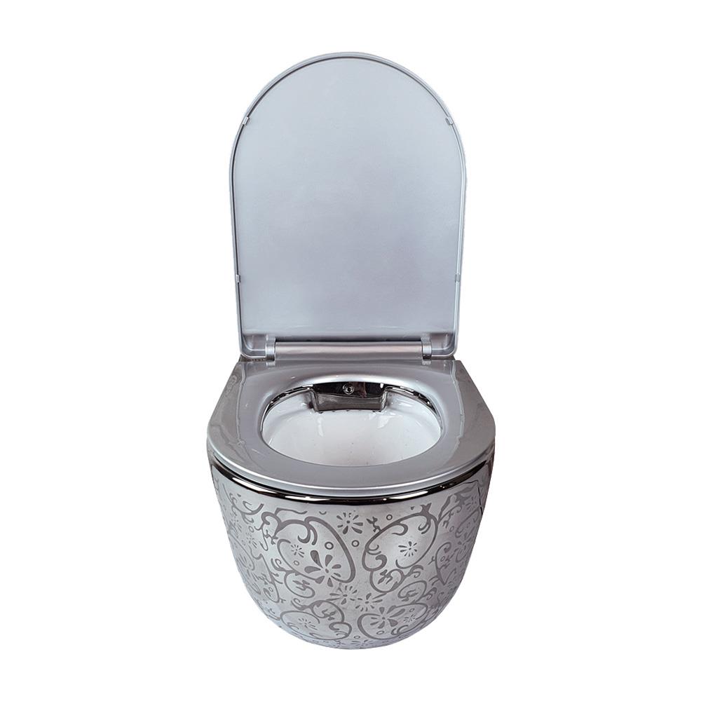 Pure Concept Platin Çiçekli Kanalsız Asma Klozet - Outlet