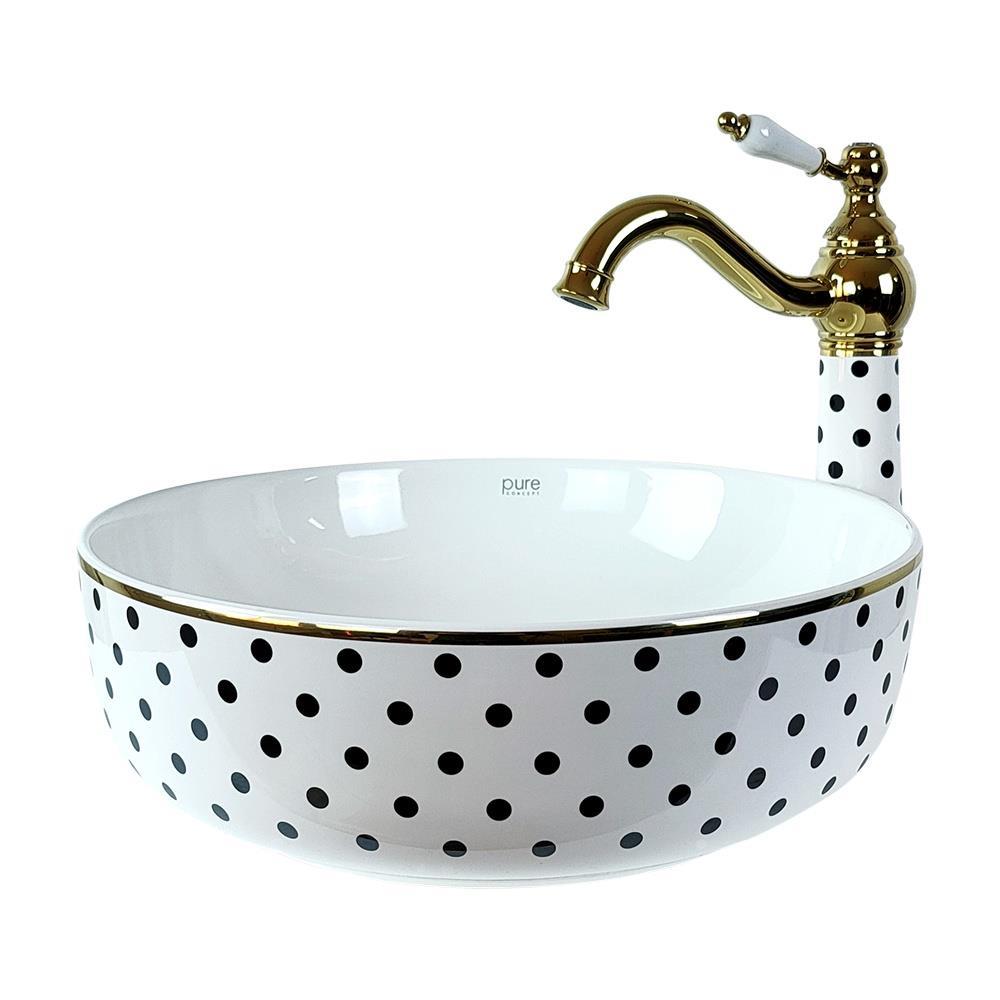 Pure Concept Puantiye Beyaz Tezgah Üstü Çanak Lavabo (Outlet)