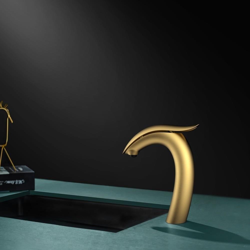 Pure Concept Swan Fırçalanmış Altın Lavabo Bataryası