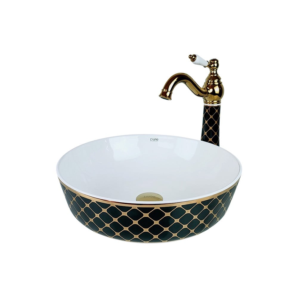 Pure ConceptPure Geometrik Siyah Gold Çanak Lavabo