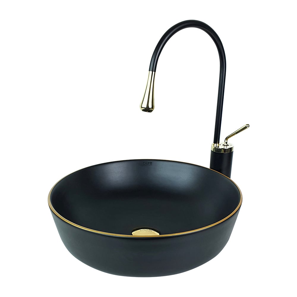 Pure ConceptSiyah Gold Tezgah Üstü Çanak Lavabo