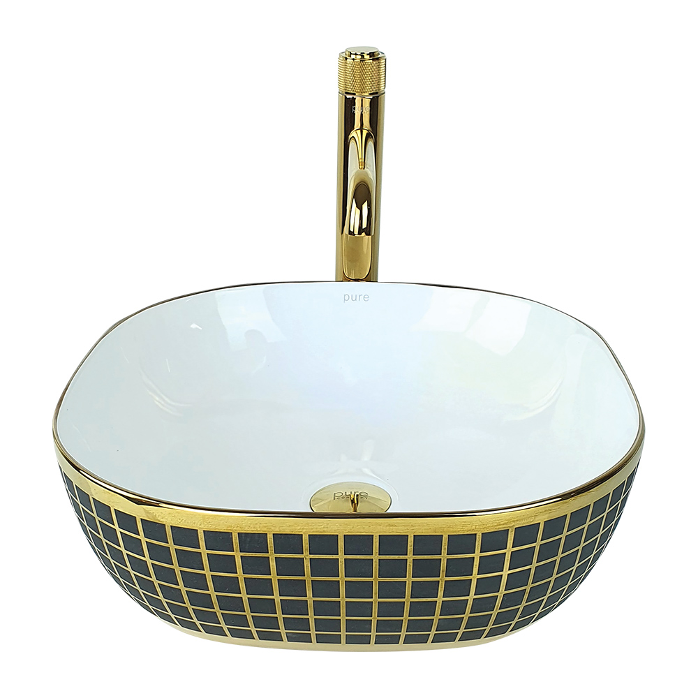 Pure ConceptSquare Gold & Black Çanak Lavabo