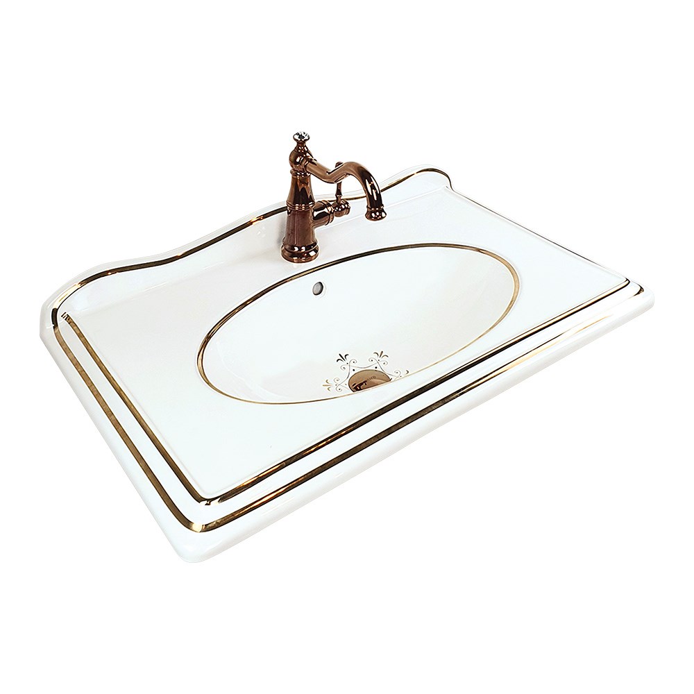 Pure ConceptVictorian White&gold 81cm Dekoratif Etajerli Lavabo