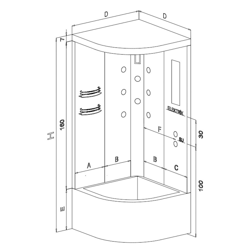 100x100 Mini Elegant Mini Küvet Üstü Kompakt Duş Sistemi