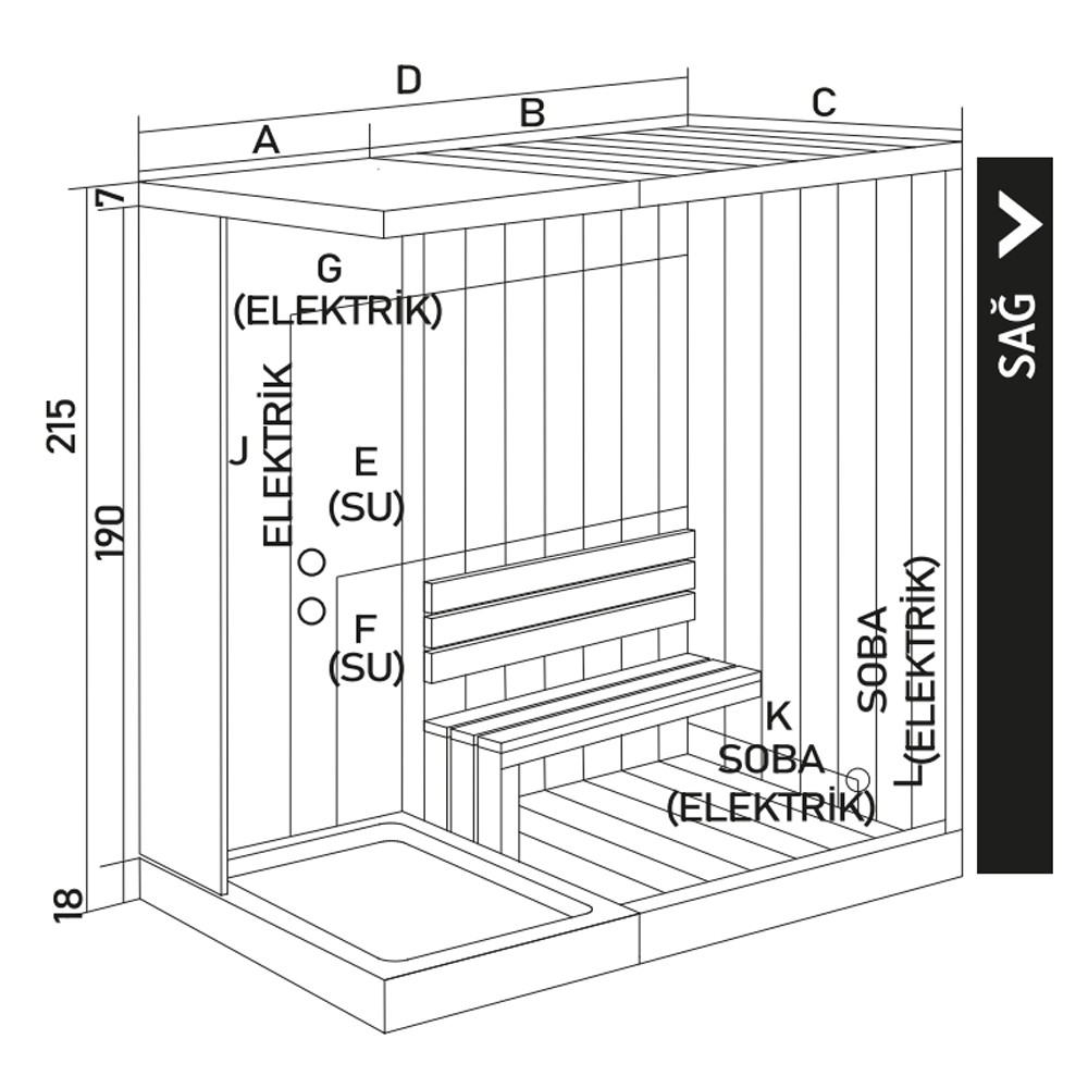 100x180 Lucianna Sauna ve Kompakt Kabin