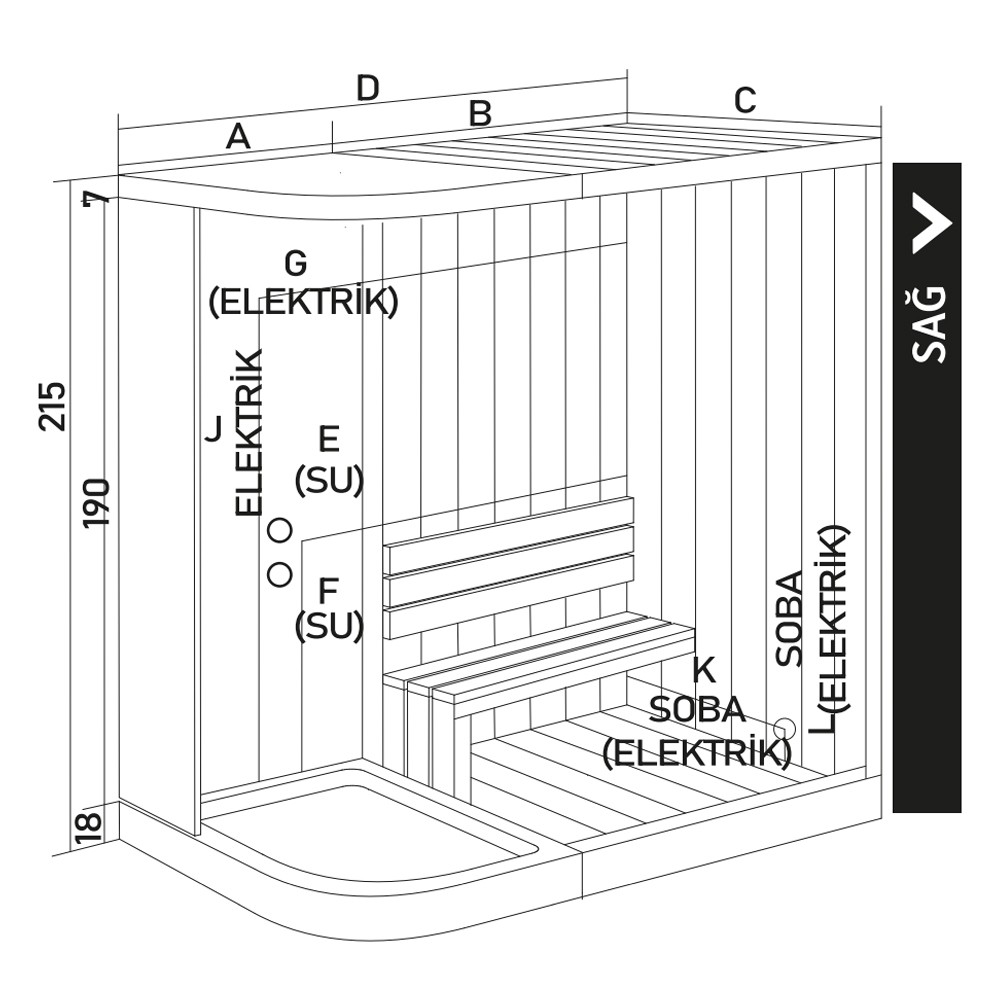 100x210 Rosalie Sauna ve Kompakt Kabin