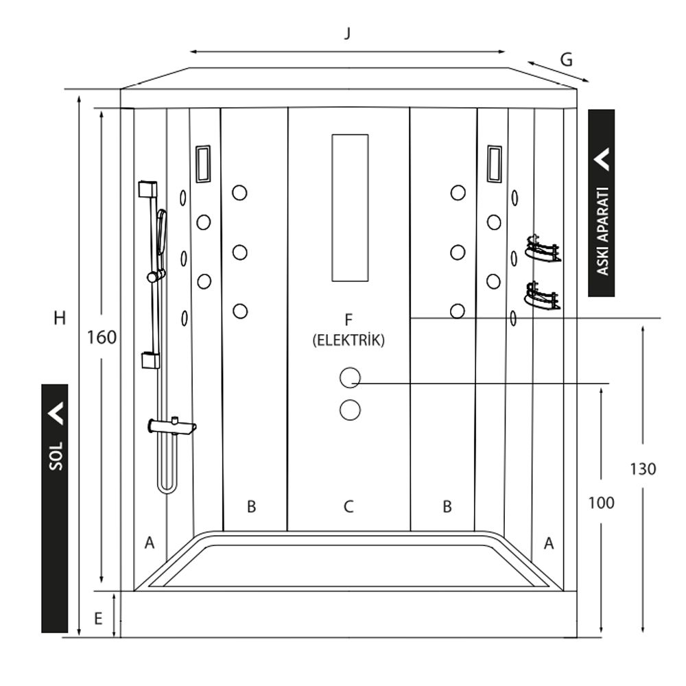 70x140 Flora Tekneli Kompakt Duş Sistemi