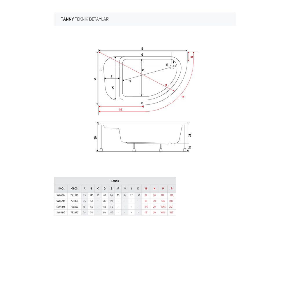 75x150 Tanny Oval Oturmalı Küvet
