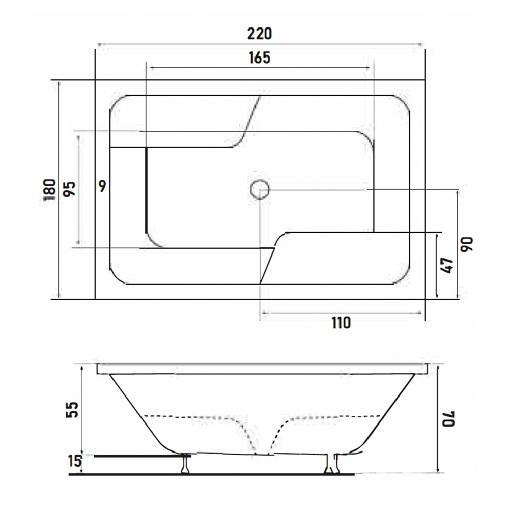 Shower Optimum 220x180 cm 4 Cephe Panelli Spa Yarı Oturmalı Küvet